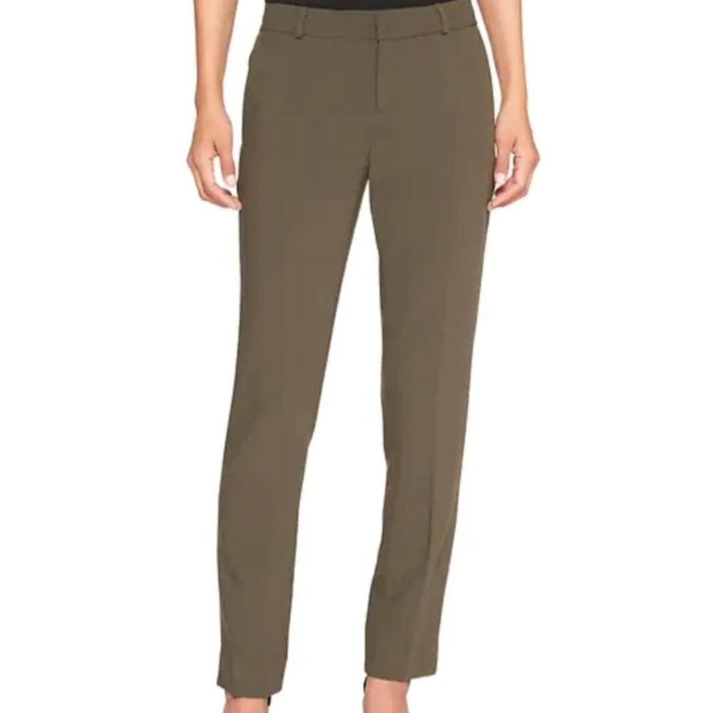 Banana Republic Ryan Pants Slim Straight Leg Trousers Mid Rise Crocodile Green 4